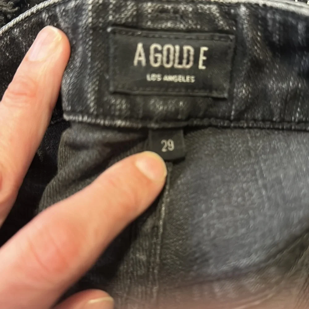 Agolde Jeans Chloe Low Rise Slim Liverpool Black Denim Distressed Size 29‎